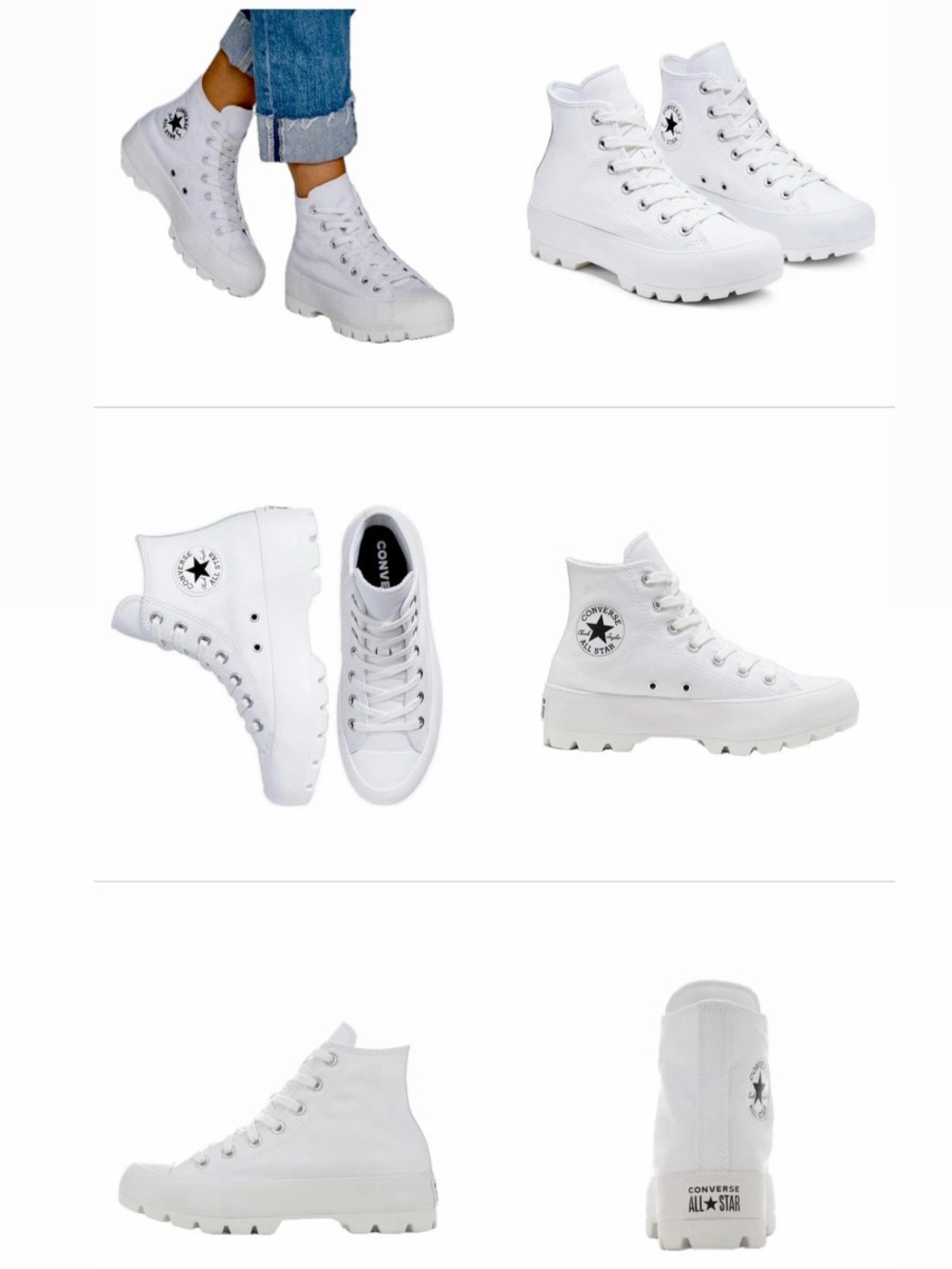 CONVERSE WOMEN 7 CHUCK TAYLOR ALL STAR LUGGED HIGH TOP WHITE PLATFORM SNEAKER